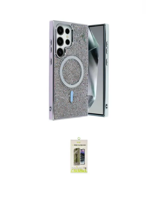 ieg™ Galaxy S25 Ultra Kılıf Eksen Çizgi - Siyah Joko Magic 5D Hayalet Cam