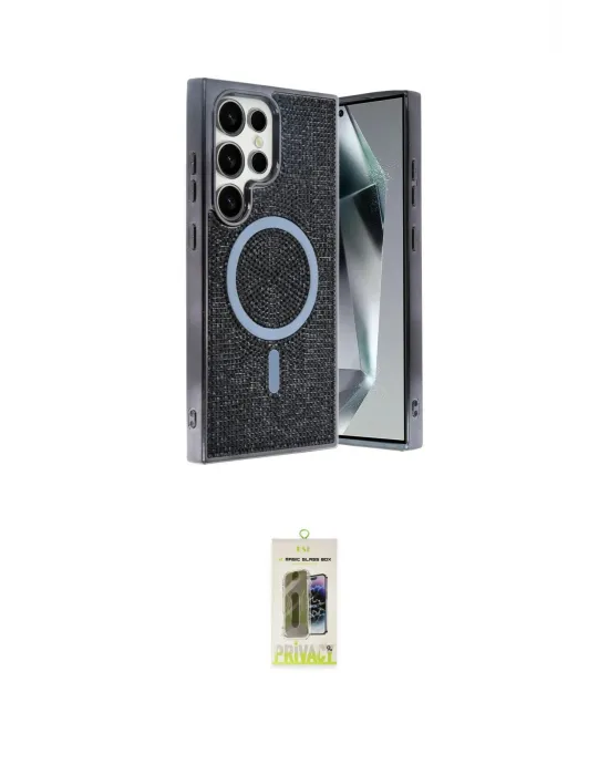 ieg™ Galaxy S25 Ultra Kılıf Eksen Çizgi - Siyah Joko Magic 5D Hayalet Cam