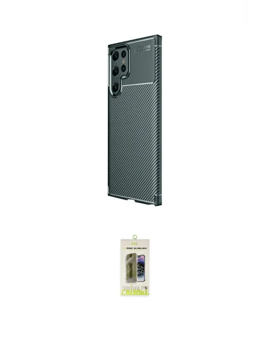 ieg™ Galaxy S25 Ultra Kılıf Eksen Form Prime - Siyah Joko Magic 5D Hayalet Cam