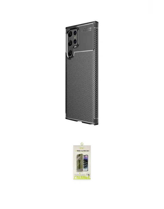 ieg™ Galaxy S25 Ultra Kılıf Eksen Form Prime - Siyah Joko Magic 5D Hayalet Cam