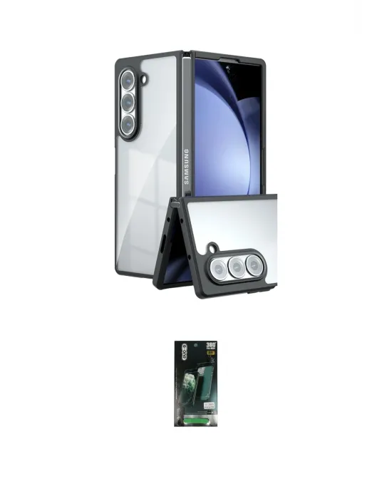 ieg™ Galaxy Z Fold 5 Kılıf Kozmos Klasik - Şeffaf 360 Fold Full Body