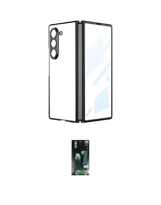 ieg™ Galaxy Z Fold 5 Kılıf Kutup Minimal Özel Seri - Şeffaf 360 Fold Full Body
