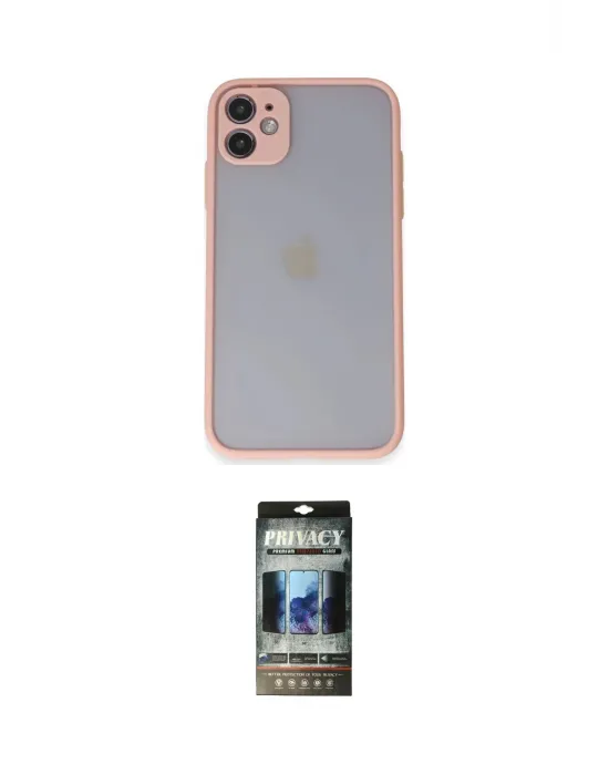 ieg™ iPhone 11 Kılıf Ahenk Çizgi Serisi - Siyah 34D Hayalet Izgaralı Cam