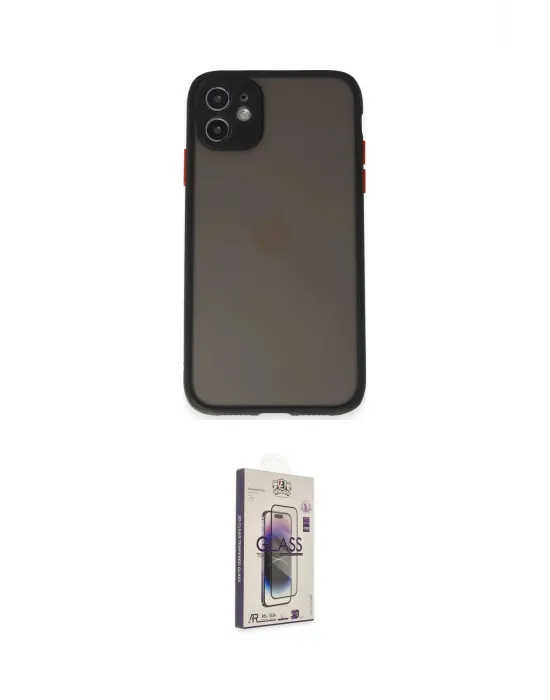 ieg™ iPhone 11 Kılıf Ahenk Çizgi Serisi - Siyah Bilvis 3D Cam Ekran Koruyucu