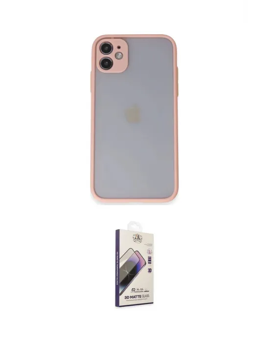 ieg™ iPhone 11 Kılıf Ahenk Çizgi Serisi - Siyah Bilvis 3D Mat Cam Ekran Koruyucu