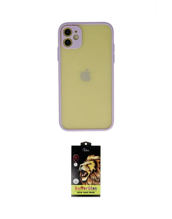 ieg™ iPhone 11 Kılıf Ahenk Çizgi Serisi - Siyah Buffer Cam Ekran Koruyucu