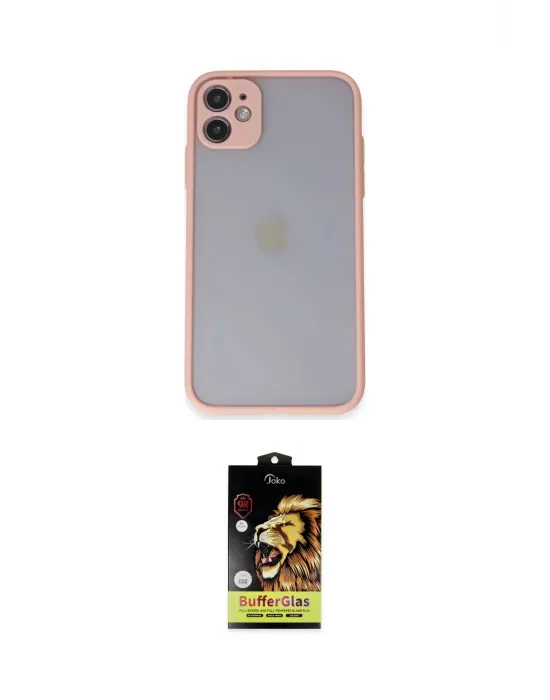ieg™ iPhone 11 Kılıf Ahenk Çizgi Serisi - Siyah Buffer Cam Ekran Koruyucu