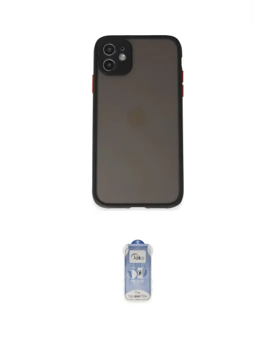ieg™ iPhone 11 Kılıf Ahenk Çizgi Serisi - Siyah Joko Magic 5D Cam