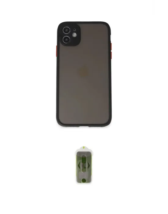 ieg™ iPhone 11 Kılıf Ahenk Çizgi Serisi - Siyah Joko Magic 5D Hayalet Cam