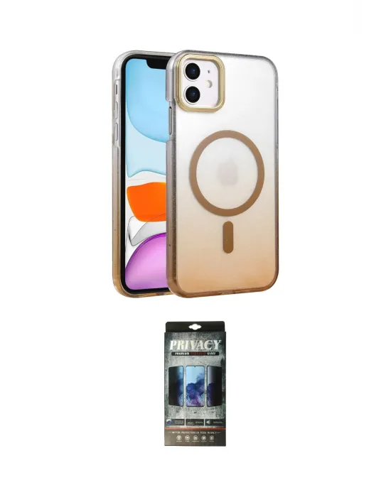 ieg™ iPhone 11 Kılıf Ahenk Doku Özel Seri - Siyah 34D Hayalet Izgaralı Cam