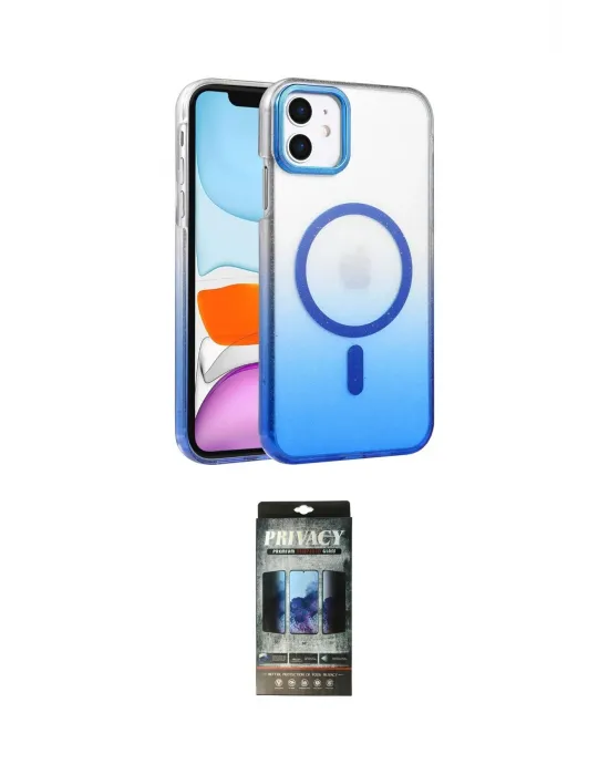 ieg™ iPhone 11 Kılıf Ahenk Doku Özel Seri - Siyah 34D Hayalet Izgaralı Cam