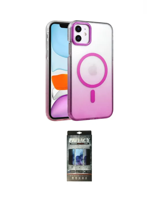 ieg™ iPhone 11 Kılıf Ahenk Doku Özel Seri - Siyah 34D Hayalet Izgaralı Cam