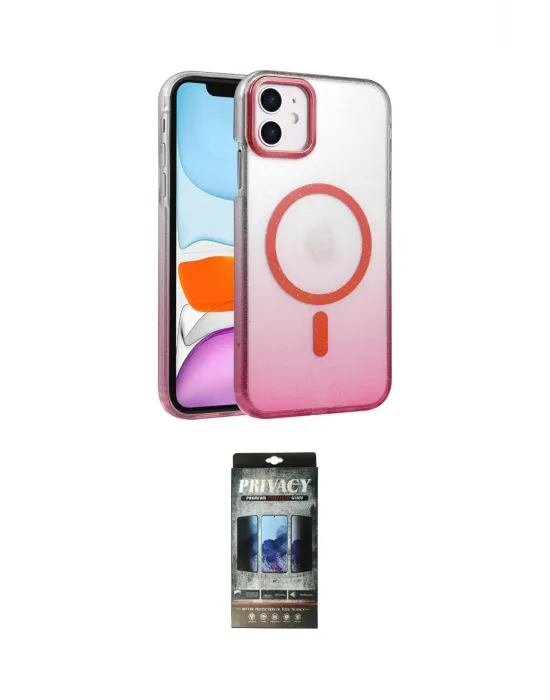 ieg™ iPhone 11 Kılıf Ahenk Doku Özel Seri - Siyah 34D Hayalet Izgaralı Cam