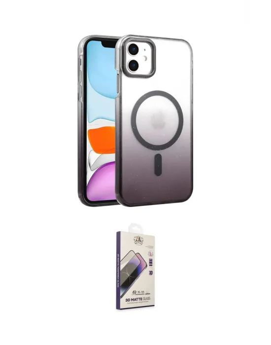 ieg™ iPhone 11 Kılıf Ahenk Doku Özel Seri - Siyah Bilvis 3D Mat Cam Ekran Koruyucu