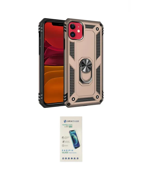ieg™ iPhone 11 Kılıf Ahenk Klasik Koleksiyonu - Şeffaf Pasifik Cam Ekran Koruyucu