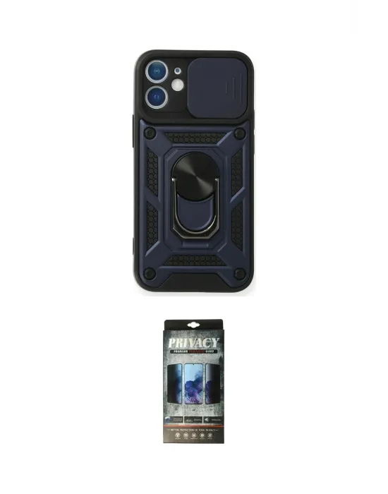 ieg™ iPhone 11 Kılıf Ahenk Klasik - Siyah 34D Hayalet Izgaralı Cam