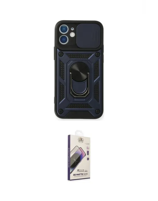 ieg™ iPhone 11 Kılıf Ahenk Klasik - Siyah Bilvis 3D Mat Cam Ekran Koruyucu