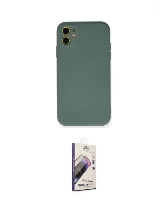 ieg™ iPhone 11 Kılıf Ahenk Serisi - Siyah Bilvis 3D Mat Cam Ekran Koruyucu