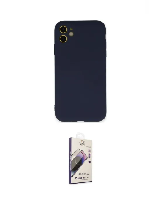 ieg™ iPhone 11 Kılıf Ahenk Serisi - Siyah Bilvis 3D Mat Cam Ekran Koruyucu