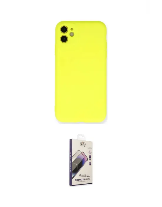 ieg™ iPhone 11 Kılıf Ahenk Serisi - Siyah Bilvis 3D Mat Cam Ekran Koruyucu