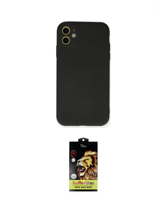 ieg™ iPhone 11 Kılıf Ahenk Serisi - Siyah Buffer Cam Ekran Koruyucu