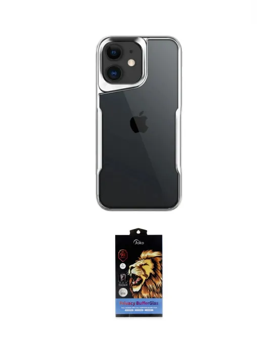 ieg™ iPhone 11 Kılıf Akış Çizgi Koleksiyonu - Siyah Buffer Hayalet Cam Ekran Koruyucu