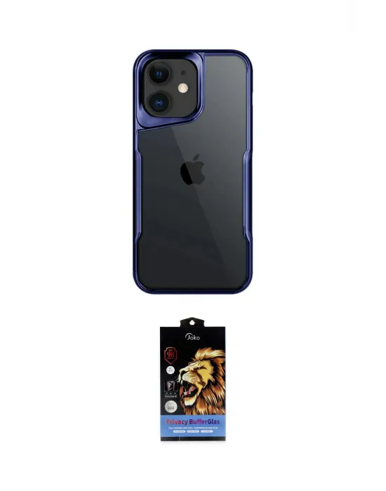 ieg™ iPhone 11 Kılıf Akış Çizgi Koleksiyonu - Siyah Buffer Hayalet Cam Ekran Koruyucu
