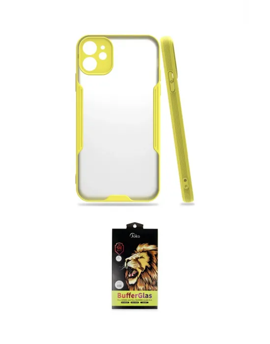ieg™ iPhone 11 Kılıf Atlas Asil Serisi - Siyah Buffer Cam Ekran Koruyucu