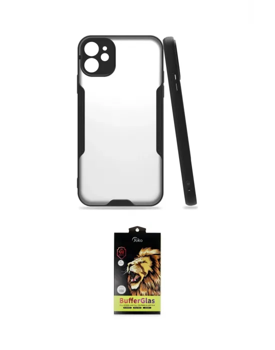 ieg™ iPhone 11 Kılıf Atlas Asil Serisi - Siyah Buffer Cam Ekran Koruyucu