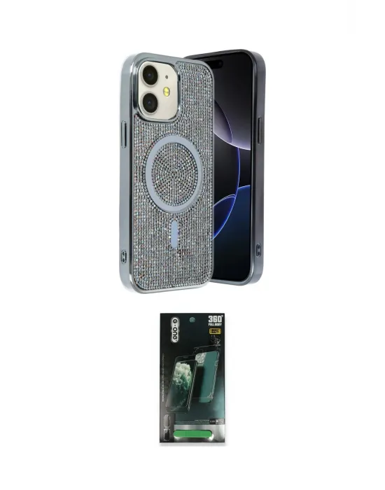ieg™ iPhone 11 Kılıf Eksen Çizgi - Siyah 360 Mat Full Body Arka Koruyucu