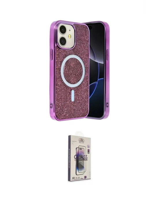 ieg™ iPhone 11 Kılıf Eksen Çizgi - Siyah Bilvis 3D Cam Ekran Koruyucu