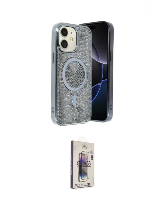 ieg™ iPhone 11 Kılıf Eksen Çizgi - Siyah Bilvis 3D Cam Ekran Koruyucu