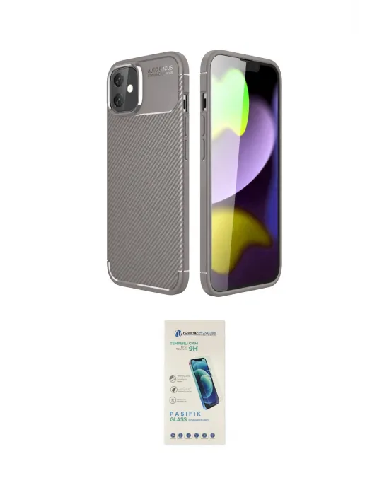 ieg™ iPhone 11 Kılıf Eksen Form Prime - Şeffaf Pasifik Cam Ekran Koruyucu