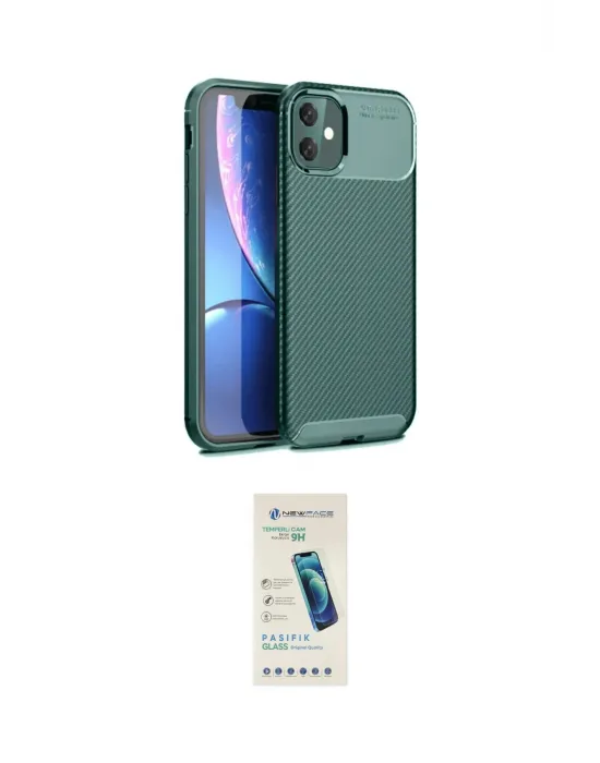 ieg™ iPhone 11 Kılıf Eksen Form Prime - Şeffaf Pasifik Cam Ekran Koruyucu