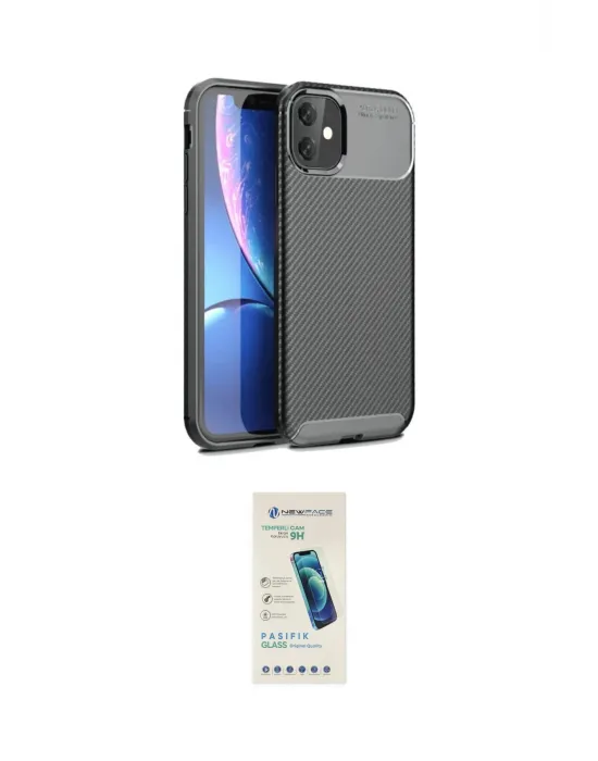ieg™ iPhone 11 Kılıf Eksen Form Prime - Şeffaf Pasifik Cam Ekran Koruyucu