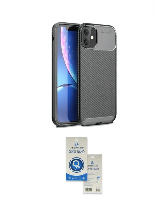 ieg™ iPhone 11 Kılıf Eksen Form Prime - Şeffaf Royal Nano Ekran Koruyucu
