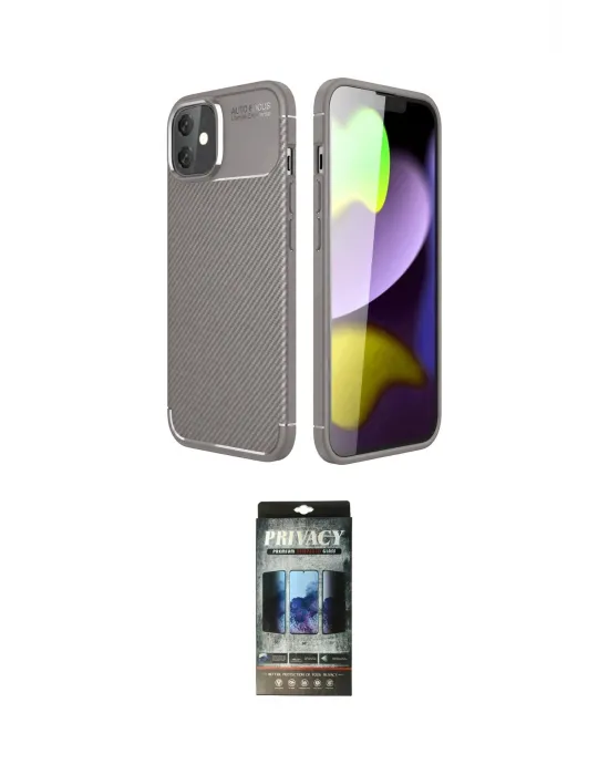 ieg™ iPhone 11 Kılıf Eksen Form Prime - Siyah 34D Hayalet Izgaralı Cam