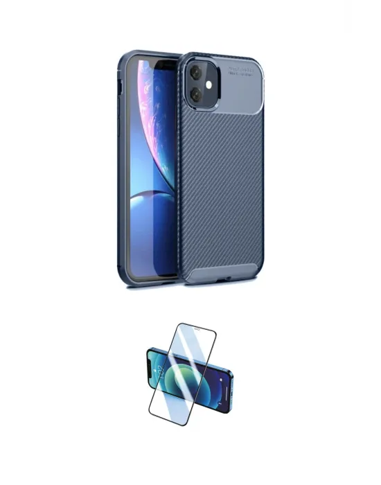 ieg™ iPhone 11 Kılıf Eksen Form Prime - Siyah 3D Antistatik Cam Ekran Koruyucu
