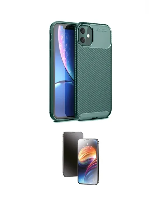ieg™ iPhone 11 Kılıf Eksen Form Prime - Siyah 3D Antistatik Mat Seramik Nano Ekran Koruyucu