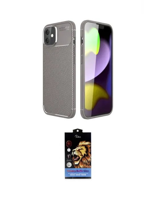 ieg™ iPhone 11 Kılıf Eksen Form Prime - Siyah Buffer Hayalet Cam Ekran Koruyucu