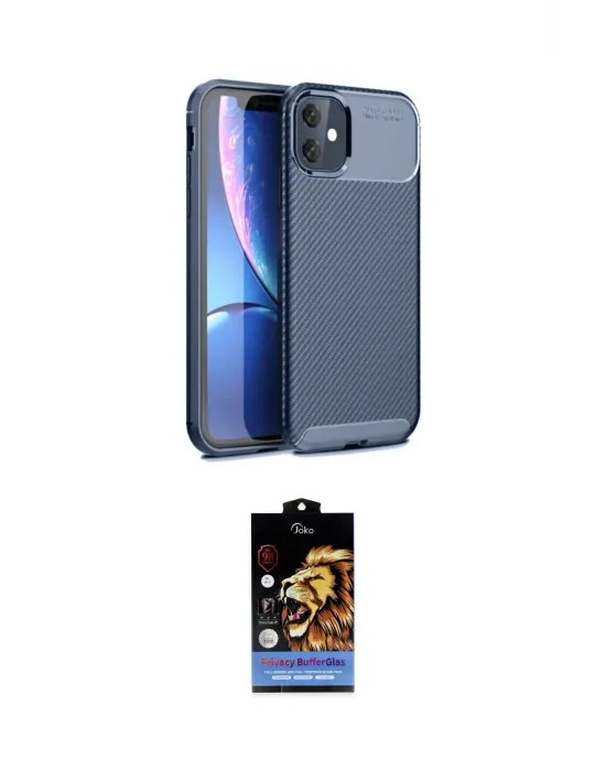 ieg™ iPhone 11 Kılıf Eksen Form Prime - Siyah Buffer Hayalet Cam Ekran Koruyucu