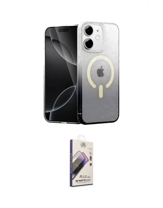ieg™ iPhone 11 Kılıf Eksen Minimal Özel Seri - Siyah Bilvis 3D Mat Cam Ekran Koruyucu