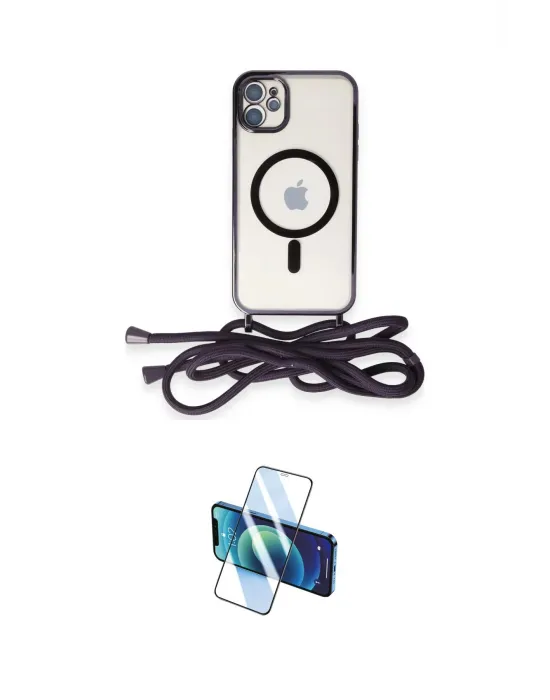ieg™ iPhone 11 Kılıf Eksen Özel Seri - Siyah 3D Antistatik Seramik Nano Ekran Koruyucu