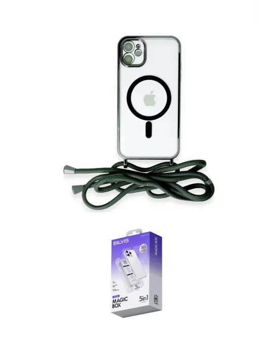 ieg™ iPhone 11 Kılıf Eksen Özel Seri - Siyah Bilvis 5in1 3D Magic Cam Ekran Koruyucu