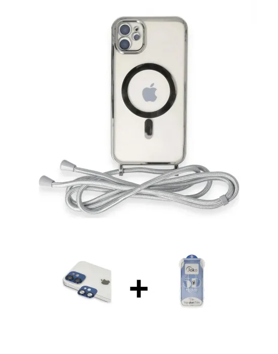 ieg™ iPhone 11 Kılıf Eksen Özel Seri - Siyah Joko Magic 5D Cam + Pers Alüminyum Kamera Lens - LT