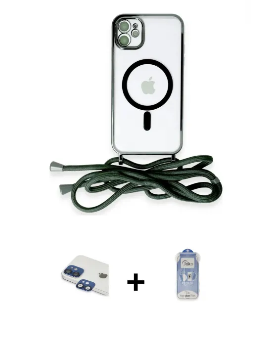 ieg™ iPhone 11 Kılıf Eksen Özel Seri - Siyah Joko Magic 5D Cam + Pers Alüminyum Kamera Lens - LT