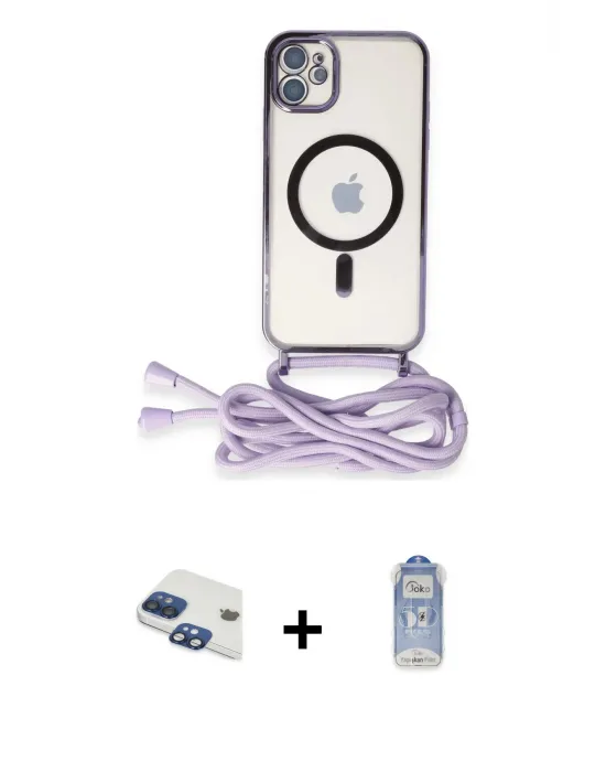 ieg™ iPhone 11 Kılıf Eksen Özel Seri - Siyah Joko Magic 5D Cam + Pers Alüminyum Kamera Lens - LT