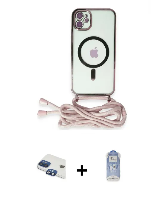 ieg™ iPhone 11 Kılıf Eksen Özel Seri - Siyah Joko Magic 5D Cam + Pers Alüminyum Kamera Lens - LT