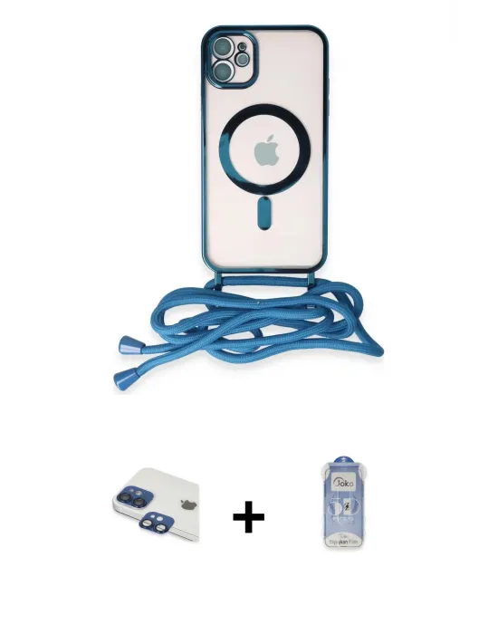 ieg™ iPhone 11 Kılıf Eksen Özel Seri - Siyah Joko Magic 5D Cam + Pers Alüminyum Kamera Lens - LT
