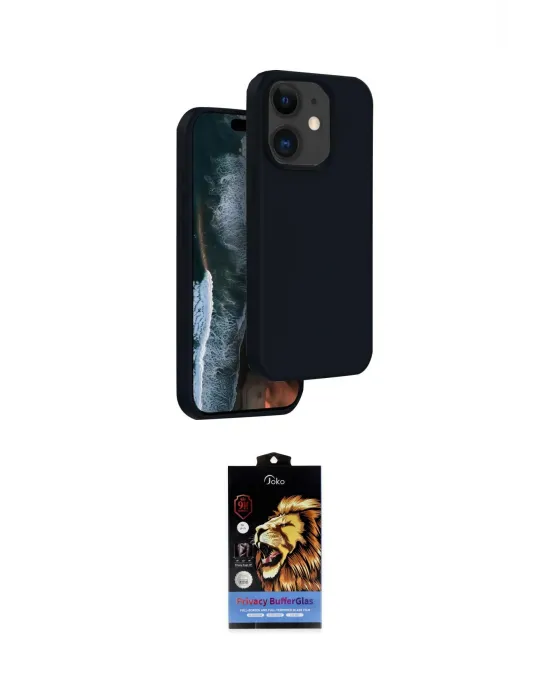 ieg™ iPhone 11 Kılıf Kıvılcım Çizgi Serisi - Siyah Buffer Hayalet Cam Ekran Koruyucu
